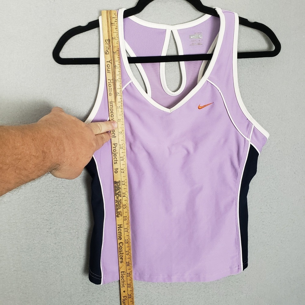 Nike Women's L Racerback Tank Top Pastel Purple Running Track Stripe Athletic - Picture 6 of 13
